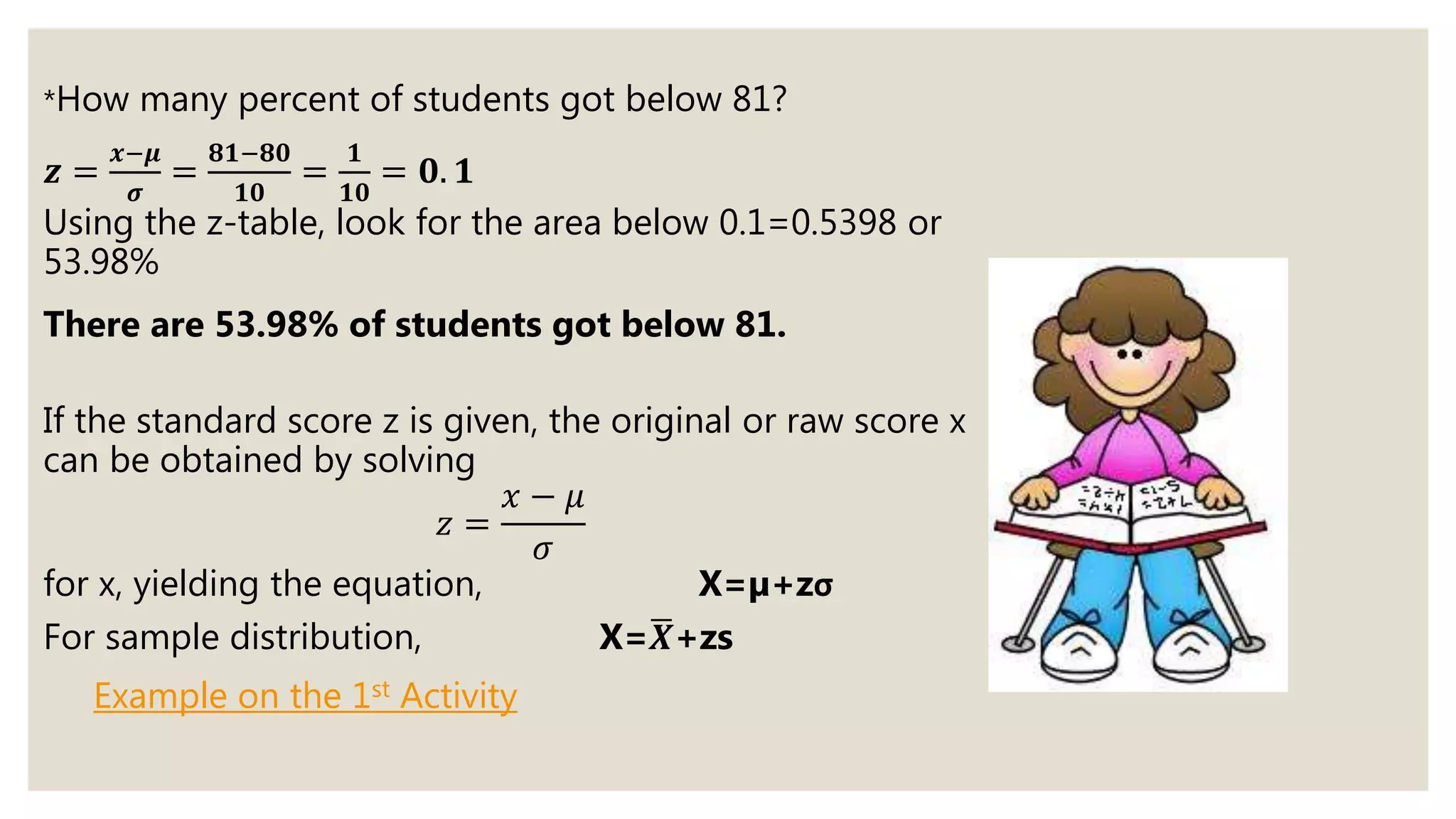 Converting normal to standard normal distribution and vice versa ppt | PPTX