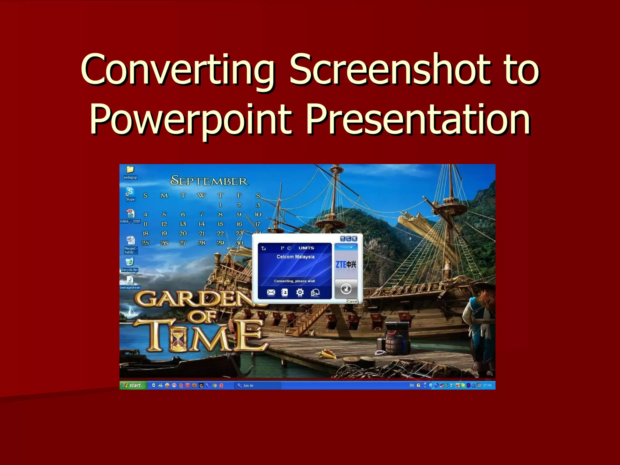 Converting screenshot to powerpoint presentation | PPT