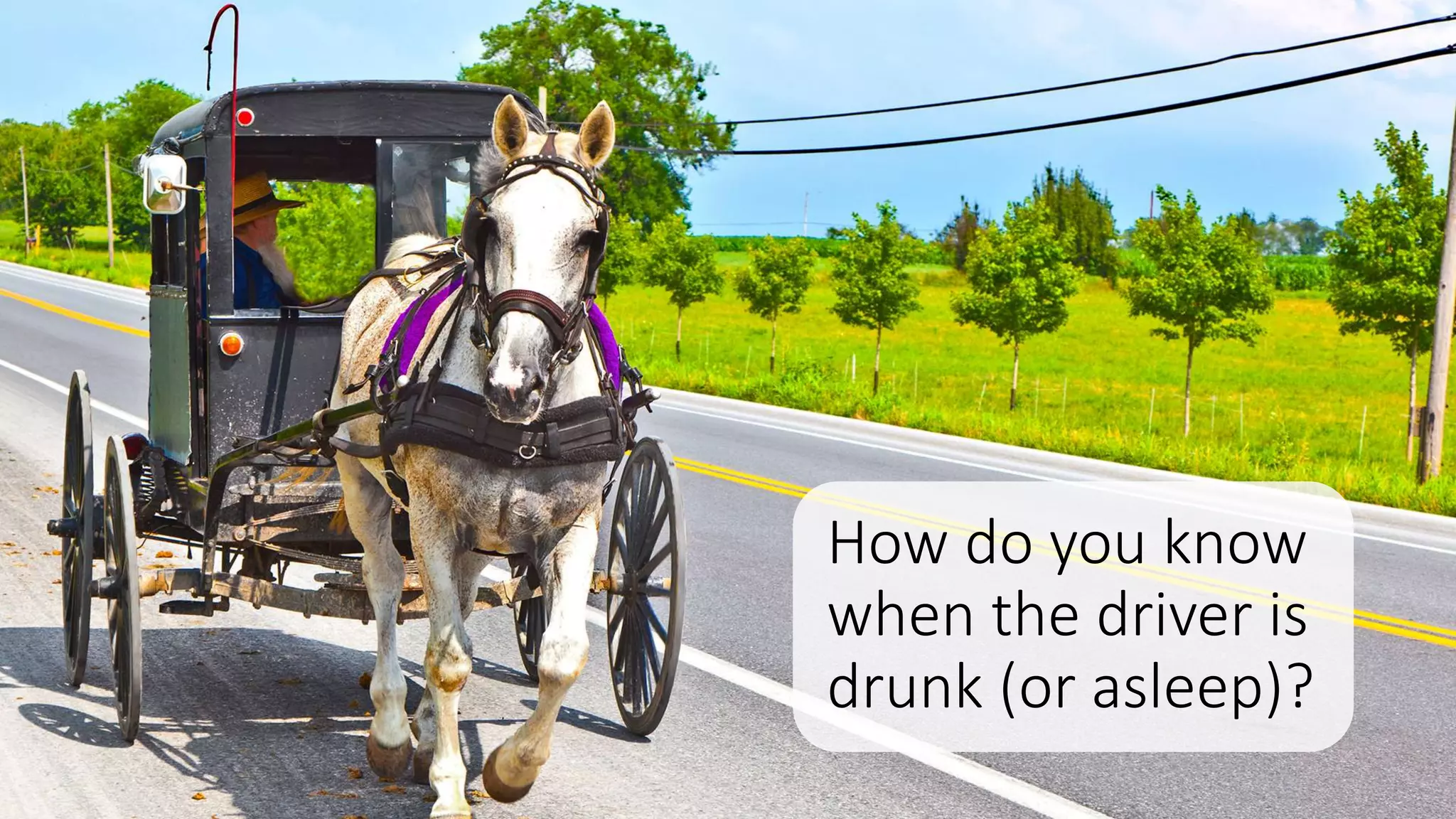 How do you know
when the driver is
drunk (or asleep)?
 