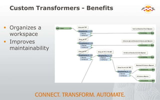 Custom Transformers - Benefits
 Organizes a
workspace
 Improves
maintainability
 