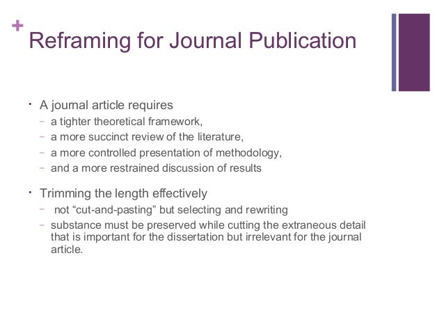 Converting The Thesis Or Dissertation Into A Journal Article - Online ...