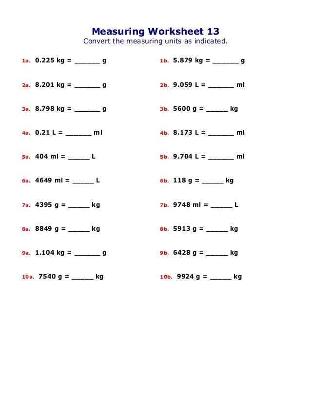 unit conversion worksheet answers