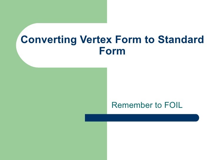 vertex form to standard form