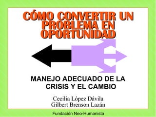 CÓMO CONVERTIR UN PROBLEMA EN OPORTUNIDAD MANEJO ADECUADO DE LA CRISIS Y EL CAMBIO Cecilia López Dávila Gilbert Brenson Lazán 