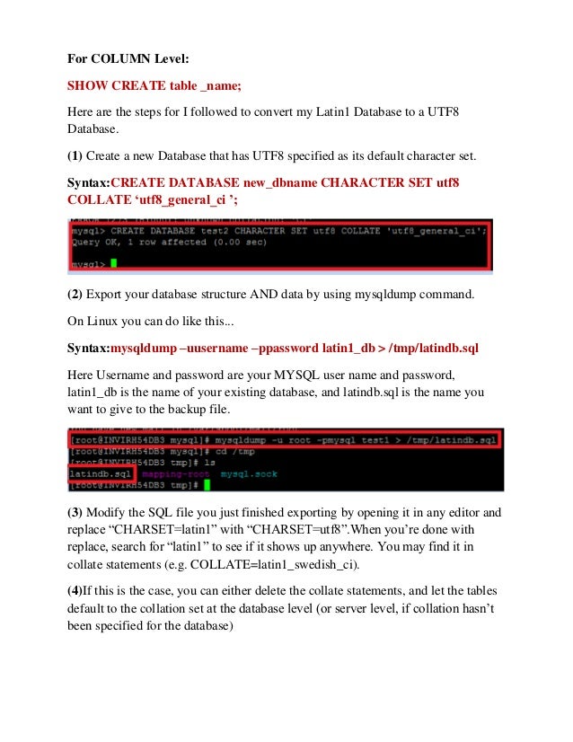 Mysql Create Database Utf8
