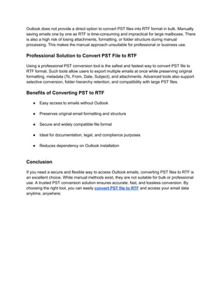 Convert PST File to RTF - Complete Guide | PDF