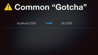 ⚠ Common “Gotcha”
localhost:3306 db:3306
 