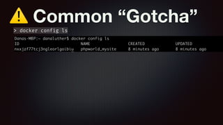 ⚠ Common “Gotcha”
> docker config ls
 