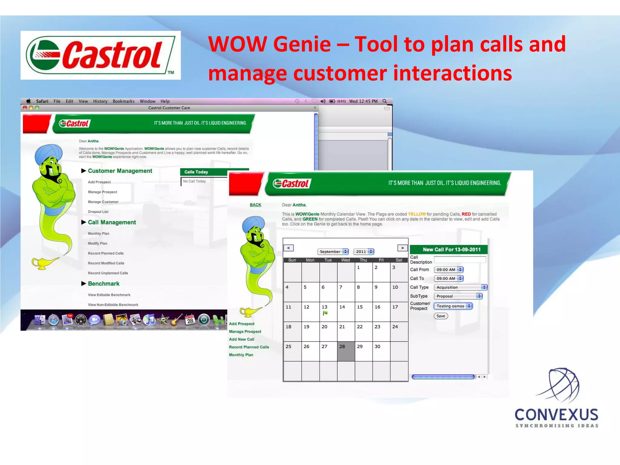 WOW Genie – Tool to plan calls and
manage customer interactions
 