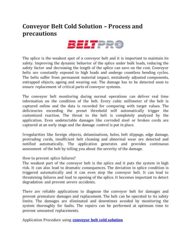 Conveyor belt cold solution process and precautions | DOCX | Auto ...