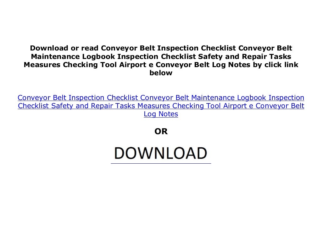 [EPUB_FREE] LIBRARY Conveyor Belt Inspection Checklist Conveyor Belt