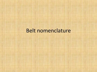 Belt nomenclature 
 