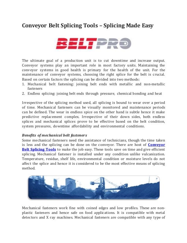 Conveyor belt splicing tools splicing made easy
