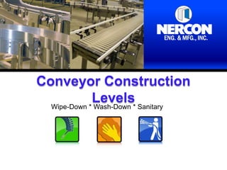 Conveyor Construction
             Levels* Sanitary
  Wipe-Down * Wash-Down
 