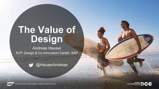 Public
The Value of
Design
Andreas Hauser
SVP, Design & Co-Innovation Center, SAP
@HauserAndreas
 