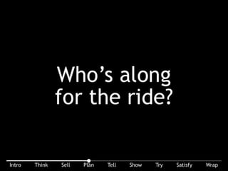Who else is along for the ride? Who’s in the car? Techs, managers, CIO, decision makers, project managers?
 