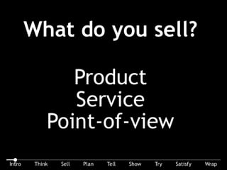 Only (3) things can be sold: a product, a service, or a point-of-view.
 