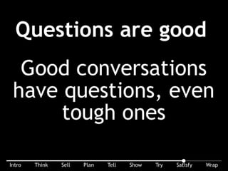 Questions are good: good conversations have questions, even tough ones.No questions is not (well, rarely) good.
 