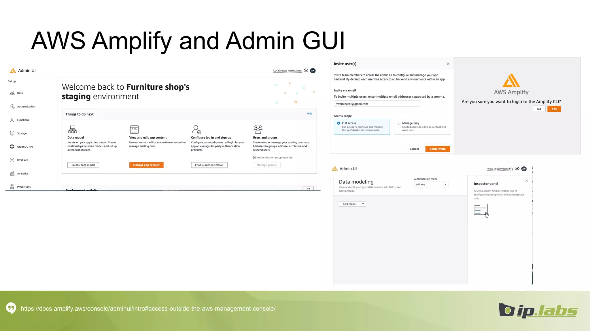 AWS Amplify and Admin GUI
https://docs.amplify.aws/console/adminui/intro#access-outside-the-aws-management-console/
 