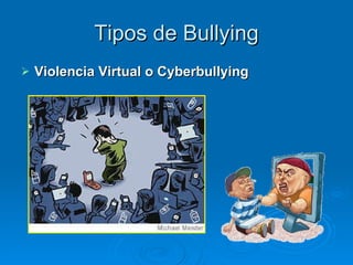 Tipos de Bullying Violencia Virtual o Cyberbullying 