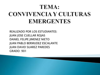 REALIZADO POR LOS ESTUDIANTES:
JUAN JOSE CUELLAR ROJAS
DANIEL FELIPE JIMENEZ NIETO
JUAN PABLO BERMUDEZ ESCALANTE
JUAN DAVID SUAREZ PAREDES
GRADO: 901
 