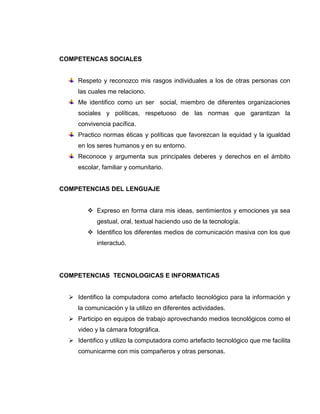 ACTIVIDAD 5




Después de creada la teoría lo mas importante radica en llevar a cabo la practica
de lo aprendido. Con la participación de los padres de familia, se crean espacios
para que los estudiantes muestren los resultados de los aprendizajes previos.

Las actividades en equipo que se programaron permitieron examinar, reconocer,
proponer, entender y cumplir con las normas de convivencia que se acordaron
como parte de debates anteriores. Finalmente en grupo se pudo llegar a unas
reglas de convivencia pacifica dentro y fuera de la institución educativa, las cuales
con el uso de las TIC se transcribieron en Word.
 