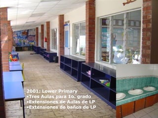 2001: Lower Primary Tres Aulas para 1o. grado  Extensiones de Aulas de LP Extensiones de ba ños de  LP   