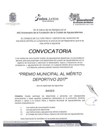 Convocatoria Premio Municipal del Deporte 2017