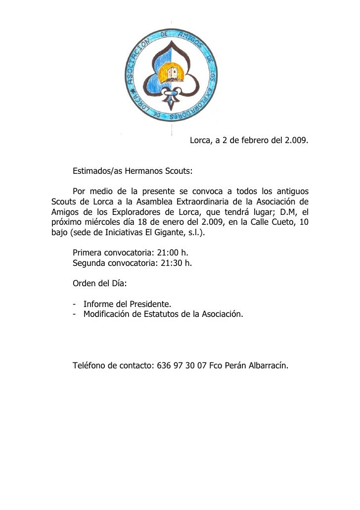 Convocatoria Asamblea Extraordinaria