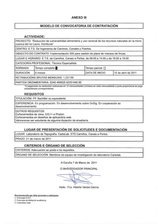 Convocatoria contrato Cartolab para Técnico GIS - Honduras - 7mar11