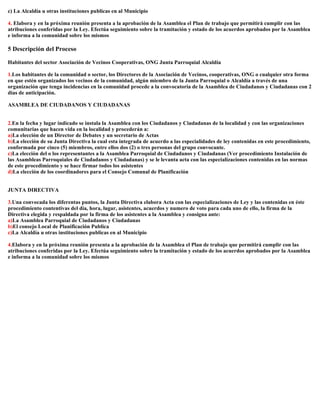 Convocatoria E Instalacion De La Asamblea De Ciudadanos | PDF