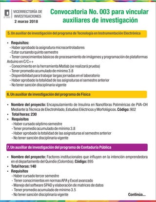 5.UnauxiliardeinvestigacióndelprogramadeTecnologíaenInstrumentaciónElectrónica
Ÿ Requisitos:
-Haberaprobadolaasignaturamic...