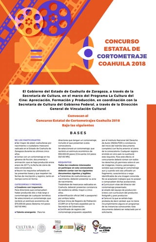 Concurso Estatal de Cortometraje Coahuila 2018