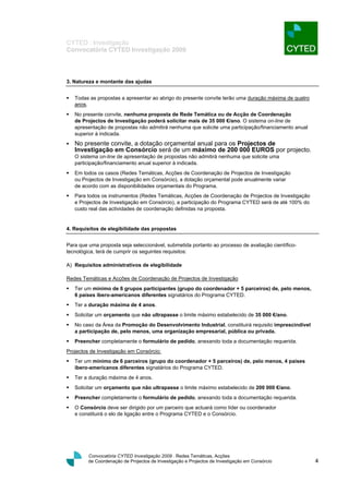 Convocatoria Cyted 2009   1[1]