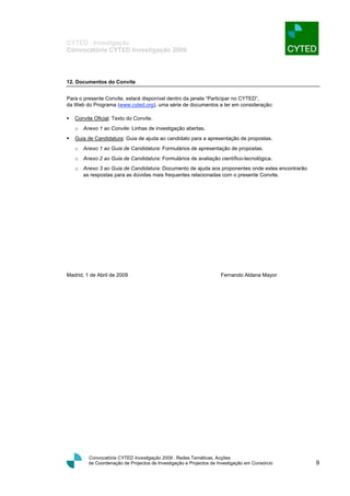 Convocatoria Cyted 2009   1[1]