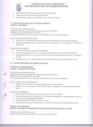 Convocatoria gobierno regional