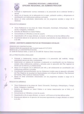 Convocatoria gobierno regional