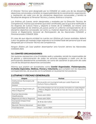 __________________________________
2
El Director Técnico será designado por la CONADE en cada una de las disciplinas
depor...