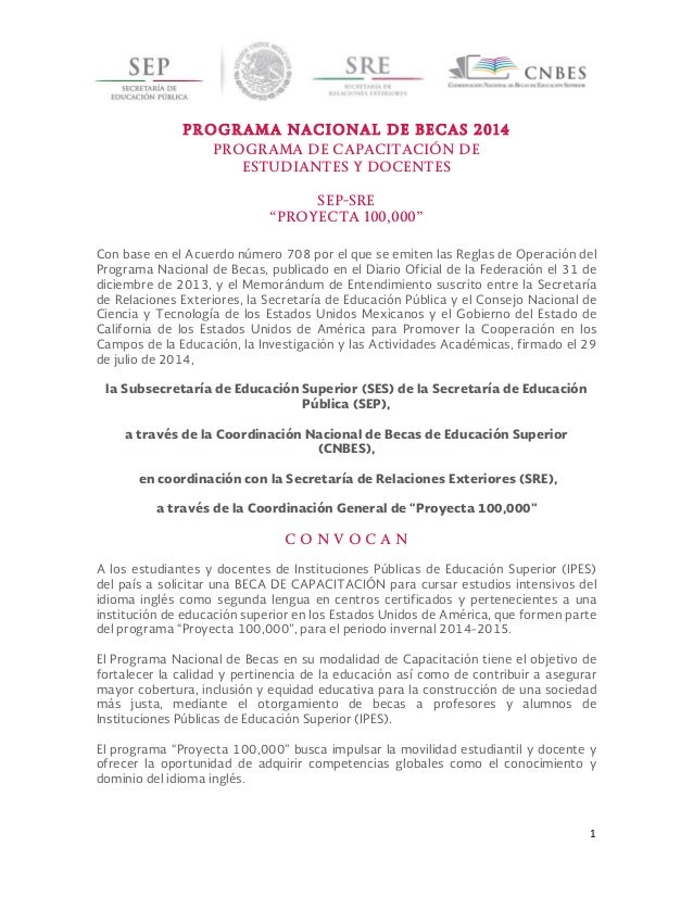 Convocatoria proyecta 100000