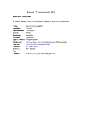 Convocatorias de personal (02 set-10)