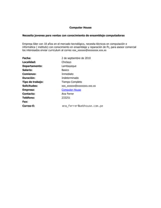 Convocatorias de personal (02 set-10)