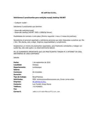 Convocatorias de personal (02 set-10)