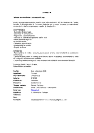 Convocatorias de personal (06 oct-10)