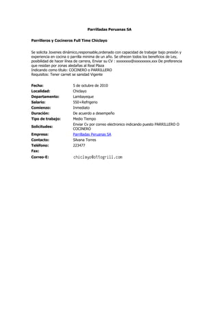 Convocatorias de personal (06 oct-10)