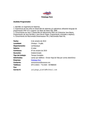 Convocatorias de personal (06 oct-10)