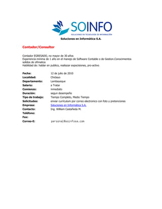 Convocatorias de personal (12 07-10)