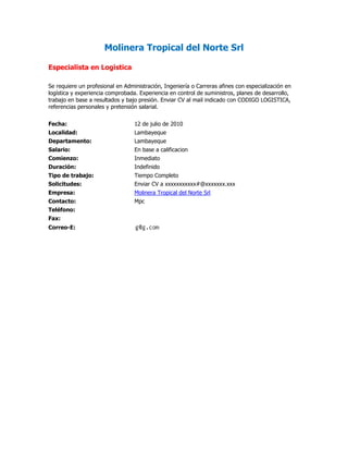 Convocatorias de personal (12 07-10)