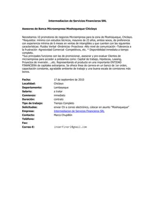 Convocatorias de personal (17 set-10)