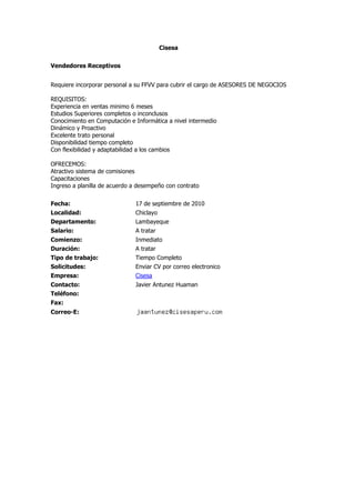 Convocatorias de personal (17 set-10)