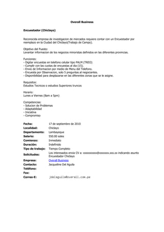 Convocatorias de personal (17 set-10)